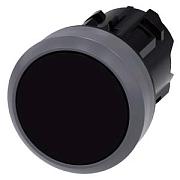 АКТУАТОР КНОПКИ, 22MM, КРУГЛ., ПЛАСТИК С МЕТАЛЛИЧЕСКИМ ФРОНТАЛЬНЫМ КОЛЬЦОМ, КНОПКА ЧЁРНАЯ ПЛОСКАЯ БЕЗ ФИКСАЦИИ