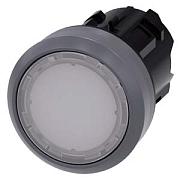АКТУАТОР КНОПКИ С ВОЗМОЖНОСТЬЮ ПОДСВЕТКИ, 22MM, КРУГЛ., ПЛАСТИК С МЕТАЛЛИЧЕСКИМ ФРОНТАЛЬНЫМ КОЛЬЦОМ, КНОПКА БЕЛАЯ ПЛОСКАЯ, БЕЗ ФИКСАЦИИ