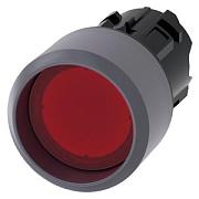 Illuminated pushbutton, 22 mm, round, plastic with metal front ring, red, Front ring, raised momentary contact type