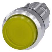 АКТУАТОР КНОПКИ С ВОЗМОЖНОСТЬЮ ПОДСВЕТКИ, 22MM, КРУГЛ., ГЛЯНЦЕВЫЙ МЕТАЛЛ, КНОПКА ЖЁЛТАЯ ВЫСТУПАЮЩАЯ, БЕЗ ФИКСАЦИИ