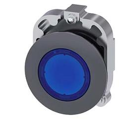 ЭЛЕМЕНТ СВЕТОВОГО ИНДИКАТОР С СИНИМ РАССЕИВАТЕЛЕМ, 30MM, КРУГЛ., МЕТАЛЛ МАТОВЫЙ, ПЛОСКОЕ ФРОНТАЛЬНОЕ КОЛЬЦО