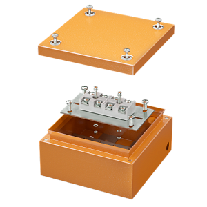 Коробка стальная FS с гладкими стенками и клеммниками  IP66,150х150х80мм,4р, 450V,32A,10мм.кв, нерж.контакт